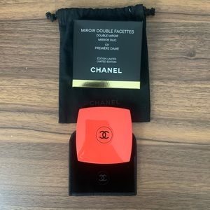 Limited edition genuine Chanel double mirror in the colour Premier Dame (coral)